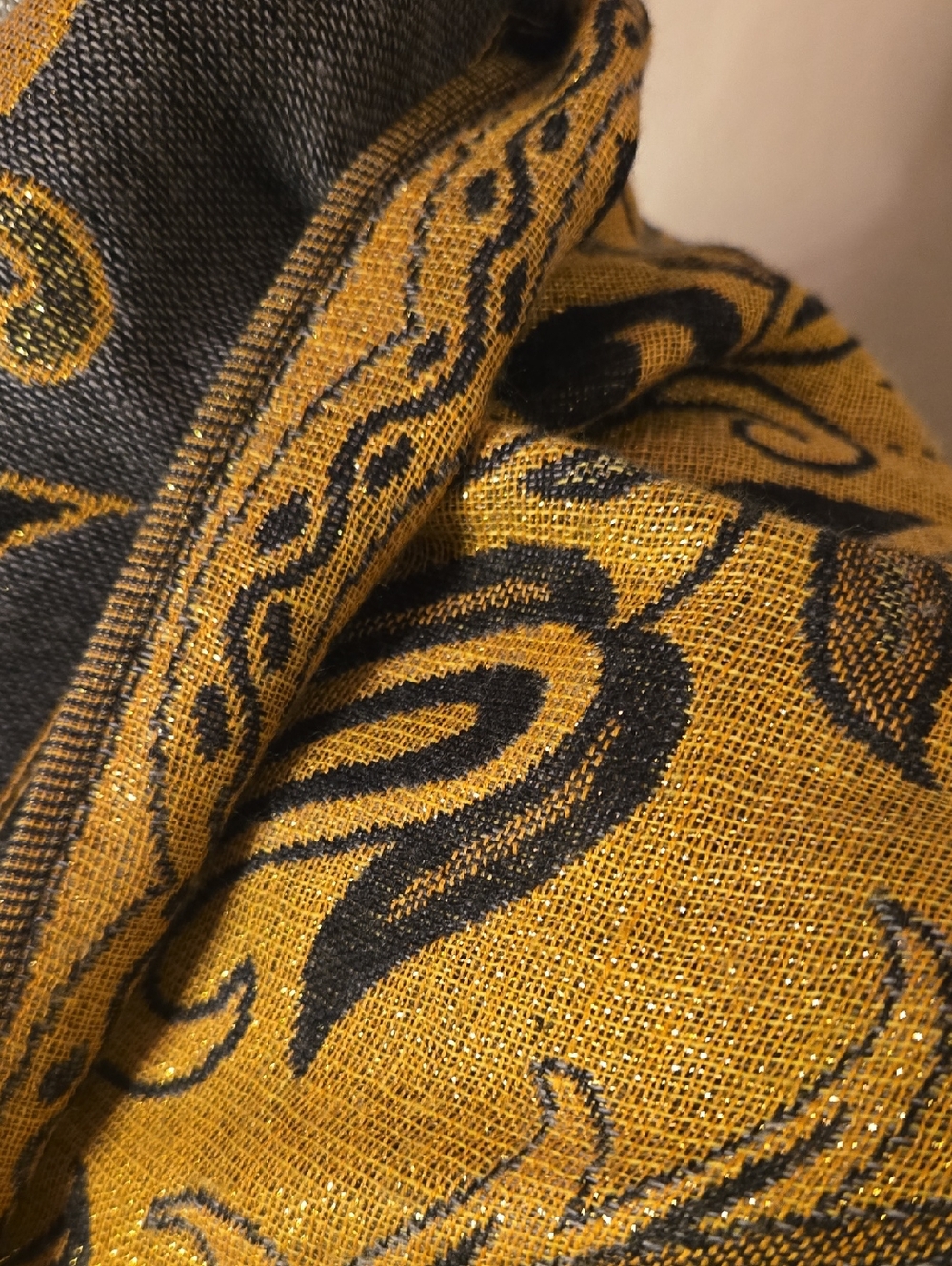 Reversible Paisley Jacquard Shawl / Pashima - Picture 3 of 13
